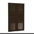 Wooden Double Door Wardrobe With Louvered Panels And Simple Design