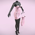 Fashionable Pink Bodycon Sleeveless Dress Displayed On Mannequin With Hanger