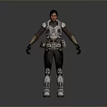 Warrior Character In Detailed Metallic Armor Featuring Shoulder Plates And Leg Guards