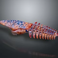 3D Rendered Colorful Aquatic Animal with Dorsal Fins and Skeletal Body Structure