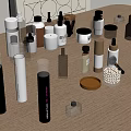 Elegant Perfume And Cosmetic Bottles With Luxury Packaging On Wooden Table