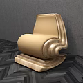 Modern Beige Leather Leisure Chair With Curved Wooden Frame And Herringbone Floor
