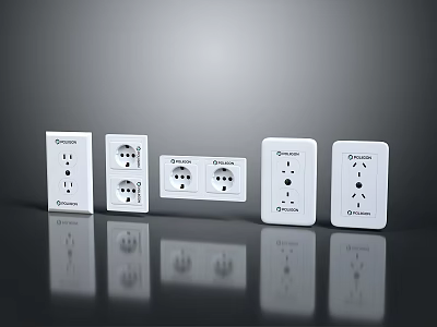 White Gosund Switch Panels Featuring Various Switches And Sockets In Modern Design 3d model
