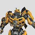 Yellow And Black Robotic Figure With Mechanical Armor And Detailed Joints