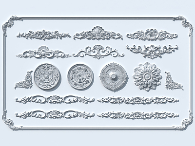 European-style carved plaster 3d model