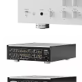 Modern Headphone Amplifier Audio System With Control Knobs And White Black Panel