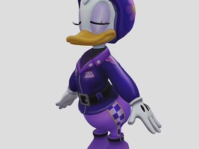 Game Movie Character In Purple Racing Outfit With Helmet Checkered Pants And Duck Bill 3d model