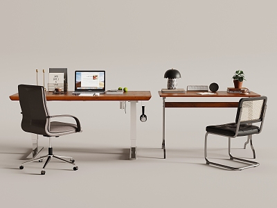 Middle style desk and chair model