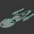 Sci-Fi Starship Model With Detailed Hull And Red Blue Engine Accents 3d model