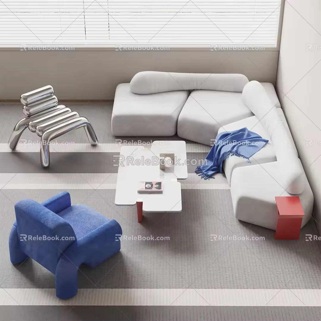 Modern sofa coffee table combination 3d model
