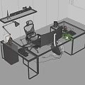 Glass Computer Table Glass Decorative Rack Casual Swivel Chair Desktop Computer Metal Table Lamp Floor Lamp Audio Headset Earphone Rack Game Machine Keyboard Mouse 3d model