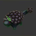 3D Grape Dinosaur Character Creature With Purple Grapes And Green Leaves