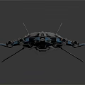 Futuristic Cosmic Spaceship Featuring Gray Blue Aerodynamic Design And Advanced