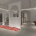 Modern Clothing Store Interior With White Decor Arched Doorways Mannequins And Green Plants