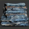 Stacked Blue and Orange Clothing Fabrics for Fashion Design Materials