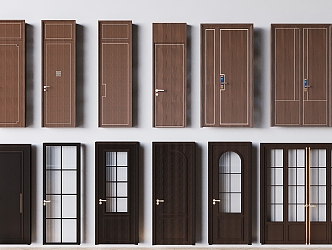 Middle Ancient Double Door Swing Door Glass Balcony Door Bathroom Door Solid Wood Single Door Swing Door Mother Door Smart Door Lock 3d model