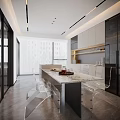 Modern Living Dining Room Interior With Beige Sofa Coffee Table And Floor to Ceiling Window
