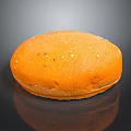 Soft Golden Hamburger Bun With Sesame Seeds On Black Surface And Clear Reflection