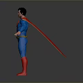 A Man in Blue Superman Suit With Red Cape S Symbol and Red Boots