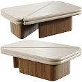 Modern Wooden Coffee Table With Beige Top And Sleek Sturdy Base Design