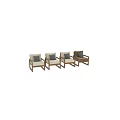 Wooden Frame Accent Chair With Cream Cushion And Black White Geometric Pillow Color Options