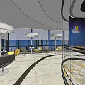 Modern Conference Room With Circular Glass Partition Comfortable Chairs And Lighting