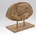 Intricate Wooden Carving Of Two Fish In Oval Shape Stand