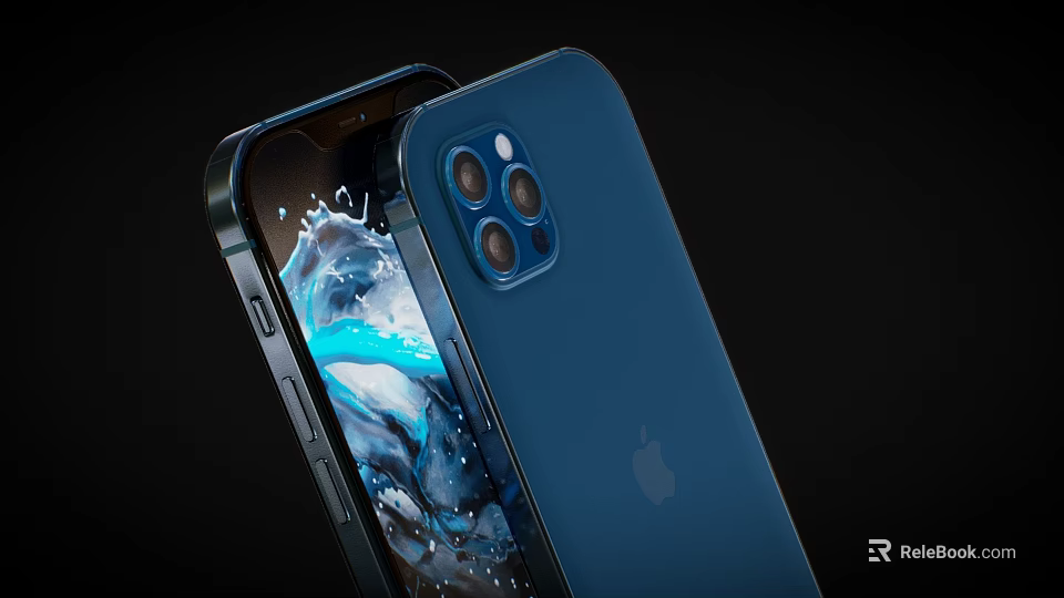 Apple Blue iPhone With Triple Camera And Water Ripple Display Design 3d model 