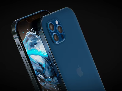 Apple Blue iPhone With Triple Camera And Water Ripple Display Design 3d model