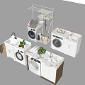Modern Bathroom Cabinet Frame with Washer Sink Countertop and Storage Space 3d model