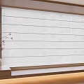 Light Filtering White Roller Curtain In Modern Interior With Wooden Windowsill And Vase