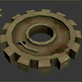 Decorative Gear Shaped Brown Household Item with Circular Hole and Toothed Edges