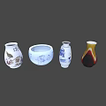 Assorted Ceramic Vessels Showcasing Various Decorative Patterns Vases and Bowl Designs