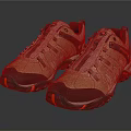 Beige Black Outdoor Hiking Shoes With Red Accent Sole And Stripe Lace Design