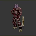 Purple Eyed Armored Character And Alien Creature In Sci Fi Battle Scene