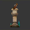 Detailed Fantasy Tower With Clock Antler Decorations And Green Base Ornaments