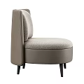 Modern Single Sofa With Beige Fabric Upholstery Curved Back And Black Wooden Legs