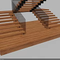 Modern Wooden Staircase With Glass Railing And Interlaced Floating Steps Design 3d model
