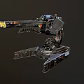 Futuristic Mechanical Device With Complex Metal Structure Ammunition Slots And Articulated Joints
