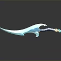 Blue Glowing Fantasy Blade With Golden Accents And Blue Hilt Elegant Design