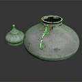 Vintage Silver Metal Household Container With Chain And Small Lid Cover