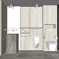 Modern Bathroom Interior Design With Natural Light Wall Mounted Vanity And Toilet