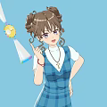 Woman with Pigtails in Blue Plaid Dress Holding Magic Wand and Black Boots