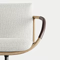Modern Office Chair with Light Gray Fabric Wooden Armrests and Metal Casters