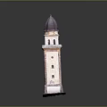 Decorative Tower Model With Purple Dome Light Colored Body Windows And Base 3d model