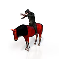 Man Riding Red Horse With Black Mane And Tail On White Background