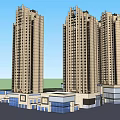 Modern High rise Residential Buildings Exterior Design Featuring Commercial Podium And Glass Curtain Walls