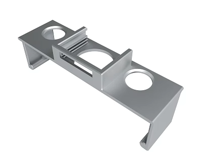 Gray Metal Bracket With Three Circular Holes And Structural Supports 3d model
