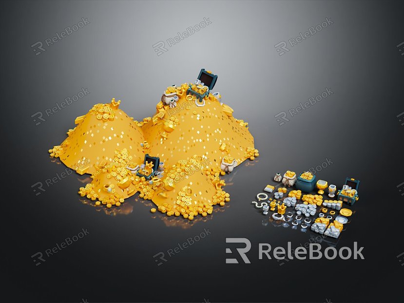 Modern Gold Gold Gold Pile Gold Coins model