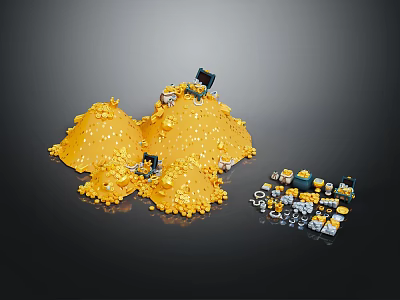 Jewelry Crafting With Gold Granules Tools And Scattered Round Square White Gold Silver Components 3d model